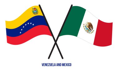 Venezuela ve Meksika Bayrakları Çarpıştı ve Sallanan Düz Stil. Resmi Orantı. Renkleri Düzelt.