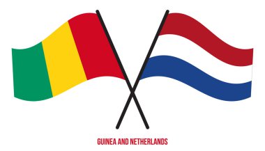Gine ve Hollanda Bayrakları Çapraz ve Sallanan Düz Tarz. Resmi Orantı. Renkleri Düzelt.