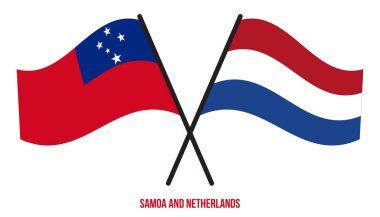 Samoa ve Hollanda Bayrakları Çapraz ve Sallanan Düz Tarz. Resmi Orantı. Renkleri Düzelt.