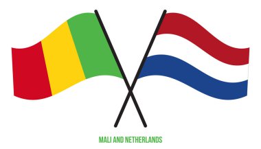 Mali ve Hollanda Bayrakları Çapraz ve Sallanan Düz Tarz. Resmi Orantı. Renkleri Düzelt.