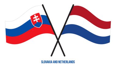 Slovakya ve Hollanda Bayrakları Çapraz ve Sallanan Düz Tarz. Resmi Orantı. Renkleri Düzelt.