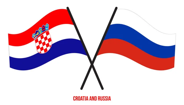 Croatia Russia Flags Crossed Waving Flat Style Official Proportion Correct — Stock Vector