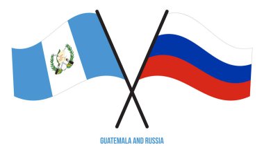 Guatemala ve Rusya Bayrakları Çapraz ve Sallanan Düz Tarz. Resmi Orantı. Renkleri Düzelt.