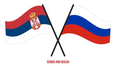 Sırbistan ve Rusya 'nın Bayrakları Geçildi ve Sallanan Düz Tarz. Resmi Orantı. Renkleri Düzelt.