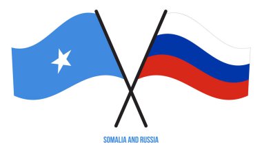 Somali ve Rusya Bayrakları Çapraz ve Dalgalı Düz Stil. Resmi Orantı. Renkleri Düzelt.