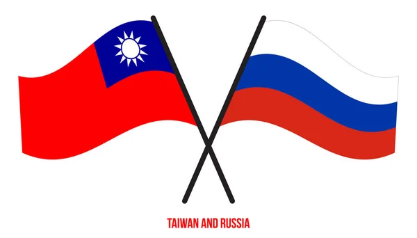 Taiwan Rússia Bandeiras Cruzadas Acenando Estilo Plano Proporção Oficial Cores —  Vetores de Stock