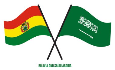 Bolivya ve Suudi Arabistan Bayrakları Çarpıştı ve Sallanan Düz Stil. Resmi Orantı. Renkleri Düzelt.