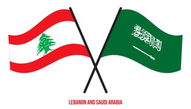 Lübnan ve Suudi Arabistan Bayrakları Çarpıştı ve Sallanan Düz Stil. Resmi Orantı. Renkleri Düzelt.