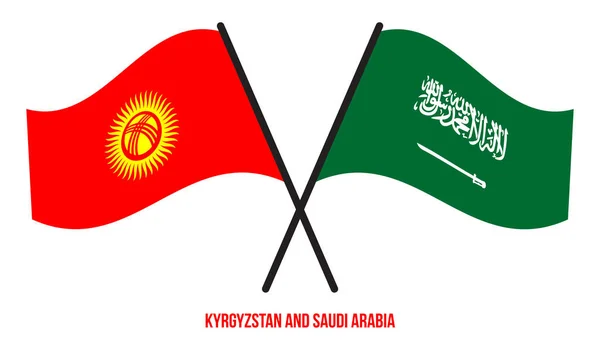 Киргизия Саудовская Аравия Пересекли Размахивают Плоскими Флагами Официальная Доля Правильные — стоковый вектор