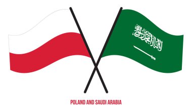 Polonya ve Suudi Arabistan Bayrakları Çarpıştı ve Sallanan Düz Stil. Resmi Orantı. Renkleri Düzelt.