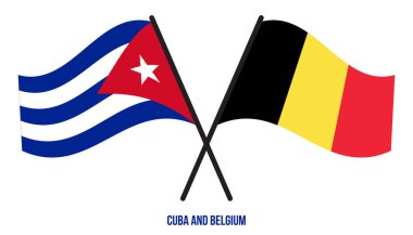 Küba ve Belçika Bayrakları Çarpıştı ve Sallanan Düz Stil. Resmi Orantı. Renkleri Düzelt.