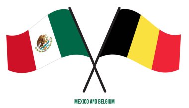 Meksika ve Belçika Bayrakları Çarpıştı ve Sallanan Düz Stil. Resmi Orantı. Renkleri Düzelt.
