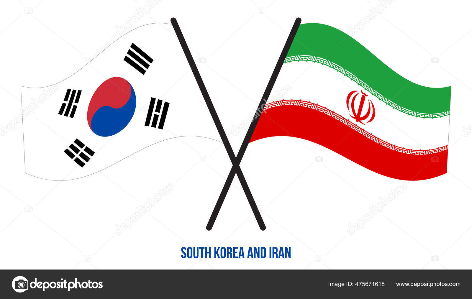 Die Flaggen Sudkoreas Und Des Iran Wehten Flachen Stil Offiziell Vektorgrafik Lizenzfreie Grafiken C Stock Ninja Studio 475671618 Depositphotos