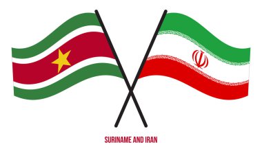 Surinam ve İran Bayrakları Çapraz ve Sallanan Düz Tarz. Resmi Orantı. Renkleri Düzelt.
