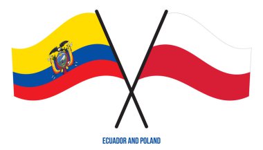 Ekvador ve Polonya Bayrakları Çarpıştı ve Sallanan Düz Stil. Resmi Orantı. Renkleri Düzelt.
