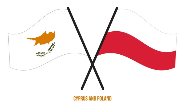 Cyprus Poland Flags Crossed Waving Flat Style Official Proportion Correct — Stock Vector