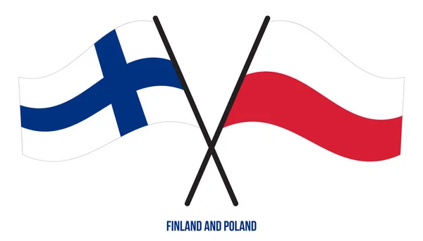Die Flaggen Finnlands Und Polens Wehten Flachen Stil Offiziell Korrekte — Stockvektor