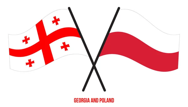 Georgia Poland Flags Crossed Waving Flat Style Official Proportion Correct — Stock Vector