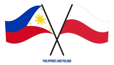Filipinler ve Polonya Bayrakları Çarpıştı ve Sallanan Düz Stil. Resmi Orantı. Renkleri Düzelt.