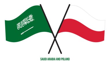 Suudi Arabistan ve Polonya Bayrakları Çarpıştı ve Sallanan Düz Stil. Resmi Orantı. Renkleri Düzelt.