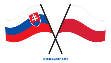 Slovakya ve Polonya Bayrakları Çarpıştı ve Sallanan Düz Stil. Resmi Orantı. Renkleri Düzelt.