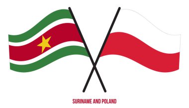 Surinam ve Polonya Bayrakları Çapraz ve Sallanan Düz Tarz. Resmi Orantı. Renkleri Düzelt.