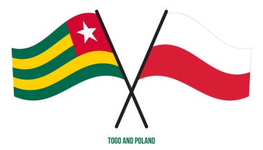 Togo ve Polonya Bayrakları Çarpıştı ve Sallanan Düz Stil. Resmi Orantı. Renkleri Düzelt.