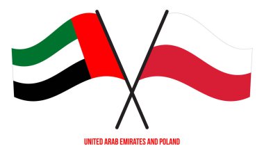 Birleşik Arap Emirlikleri ve Polonya Bayrakları Çapraz ve Dalgalı Düz Stil. Resmi Orantı.