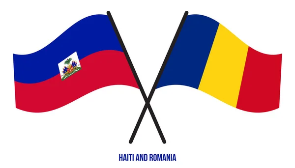 Haiti Rumunia Flagi Przekroczyły Machały Styl Płaski Oficjalna Proporcja Prawidłowe — Wektor stockowy