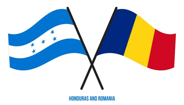 Honduras Rumunia Flagi Przekroczył Macha Styl Płaski Oficjalna Proporcja Prawidłowe — Wektor stockowy