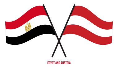 Mısır ve Avusturya bayrakları çapraz ve dalgalı düz stil. Resmi Orantı. Renkleri Düzelt.