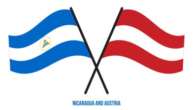 Nikaragua ve Avusturya bayrakları çapraz ve düz sallanıyor. Resmi Orantı. Renkleri Düzelt.