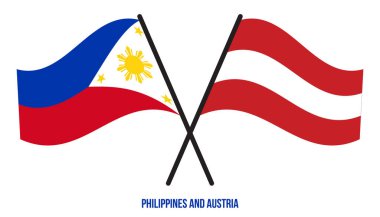 Filipinler ve Avusturya Bayrakları Çarpıştı ve Sallanan Düz Stil. Resmi Orantı. Renkleri Düzelt.
