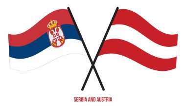 Sırbistan ve Avusturya Bayrakları Geçildi ve Sallanan Düz Tarz. Resmi Orantı. Renkleri Düzelt.