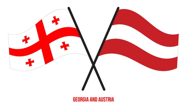 Gürcistan Avusturya Bayrakları Çapraz Dalgalı Düz Tarz Resmi Orantı Renkleri — Stok Vektör