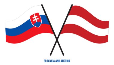 Slovakya ve Avusturya Bayrakları Çarpıştı ve Sallanan Düz Stil. Resmi Orantı. Renkleri Düzelt.