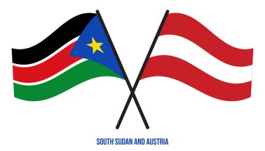 Güney Sudan ve Avusturya bayrakları çapraz ve dalgalı düz stil. Resmi Orantı. Renkleri Düzelt.