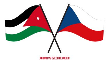 Ürdün ve Çek Cumhuriyeti Bayrakları Çapraz ve Sallanan Düz Stil. Resmi Orantı. Renkleri Düzelt.