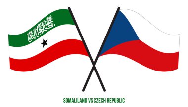 Somaliland ve Çek Cumhuriyeti Bayrakları Çapraz ve Sallanan Düz Stil. Resmi Orantı. Renkleri Düzelt.