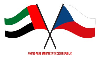 Birleşik Arap Emirlikleri ve Çek Cumhuriyeti Bayrakları Çapraz ve Dalgalı Düz Stil. Resmi Orantı.