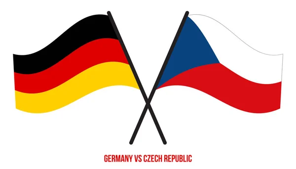 德国和捷克共和国国旗交叉摇曳的平面风格 官方比例 正确的颜色 — 图库矢量图片