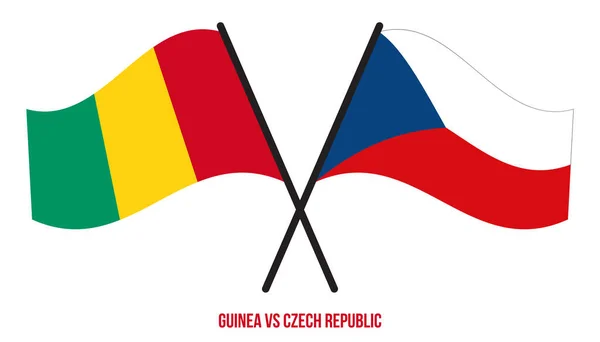 Gwinea Czechy Flagi Przekroczyły Machając Styl Płaski Oficjalna Proporcja Prawidłowe — Wektor stockowy