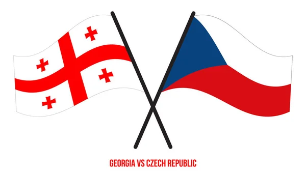 Georgia Czech Republic Flags Crossed Waving Flat Style Official Proportion — Stock Vector