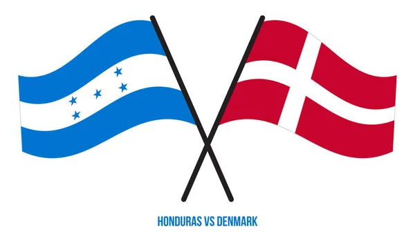 Σημαίες Ονδούρας Και Δανίας Διασταυρώθηκαν Και Κυμάτιζαν Επίπεδα Επίσημη Αναλογία — Διανυσματικό Αρχείο