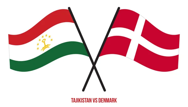 Tádžikistán Dánsko Vlajky Křížil Mává Plochý Styl Oficiální Podíl Opravit — Stockový vektor