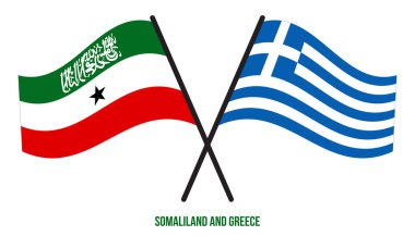 Somaliland ve Yunanistan Bayrakları Çapraz ve Sallanan Düz Tarz. Resmi Orantı. Renkleri Düzelt.