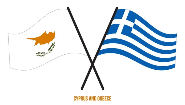 Chipre Grecia Banderas Cruzadas Ondeando Estilo Plano Proporción Oficial Colores — Vector de stock