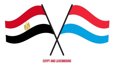 Mısır ve Lüksemburg Bayrakları Çapraz ve Sallanan Düz Tarz. Resmi Orantı. Renkleri Düzelt.