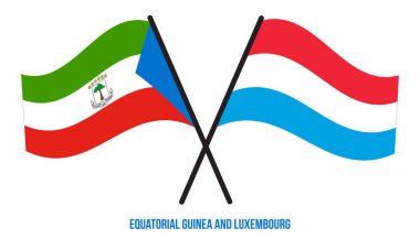 Ekvator Ginesi ve Lüksemburg Bayrakları Çapraz ve Sallanan Düz Stil. Resmi Orantı.