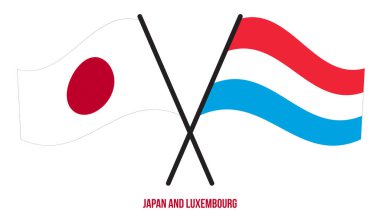 Japonya ve Lüksemburg Bayrakları Çapraz ve Sallanan Düz Stil. Resmi Orantı. Renkleri Düzelt.